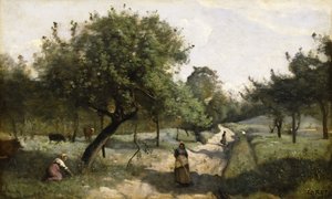 Camino con manzanos, 1850-60 de Jean Baptiste Camille Corot
