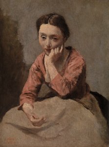 Mujer joven pensativa (Jeune femme pensativa) de Jean Baptiste Camille Corot