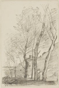 Leyendo bajo los árboles de Jean Baptiste Camille Corot
