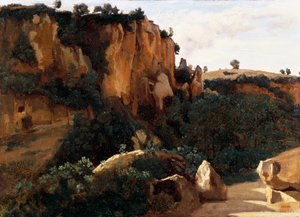 Valle del bosque rocoso en Civita Castellana