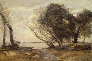 Las orillas del lago después de la inundación, c.1870 de Jean Baptiste Camille Corot
