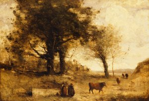 Las vacas y el pozo de Jean Baptiste Camille Corot