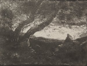 El soñador, impresión original 1854, impreso en 1921 de Jean Baptiste Camille Corot