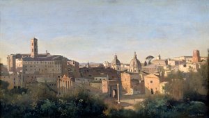 El Foro visto desde los jardines Farnese, Roma, 1826 de Jean Baptiste Camille Corot