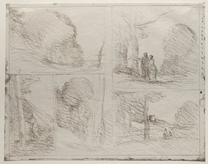 El jardín de Pericles, El callejón de los pintores, Garabato, El gran leñador, impreso en 1921 de Jean Baptiste Camille Corot