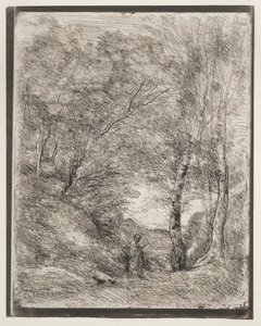 Los jardines de Horacio, impresión original 1855, impreso en 1921 de Jean Baptiste Camille Corot