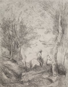 El gran caballero en el bosque de Jean Baptiste Camille Corot