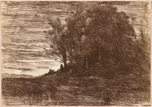 El bosque del ermitaño, o las orillas del lago Trasimeno de Jean Baptiste Camille Corot