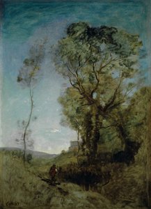 La villa italiana detrás de los pinos, 1855-65 de Jean Baptiste Camille Corot