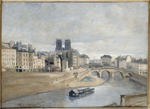 El Sena y el Quai des Orfevres de Jean Baptiste Camille Corot