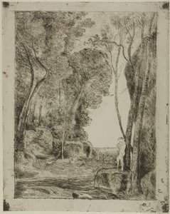 El joven pastor, primera placa de Jean Baptiste Camille Corot