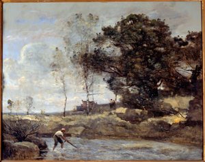 Levantando la red. Pintura de Camille Corot de Jean Baptiste Camille Corot