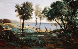 Vista cerca de Nápoles de Jean Baptiste Camille Corot