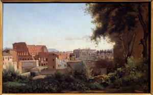 Vista del Coliseo en Roma desde los Jardines Farnese