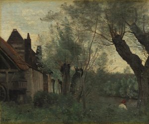 Sauces y casa de campo en Sainte-Catherine-lès-Arras, 1871 de Jean Baptiste Camille Corot