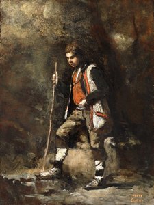 Joven pastor italiano en la montaña de Jean Baptiste Camille Corot