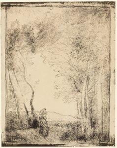 Joven madre al borde del bosque de Jean Baptiste Camille Corot