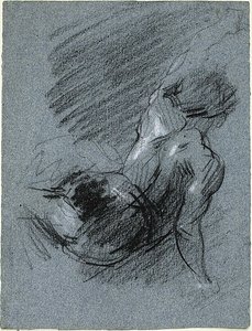 Vista posterior de la figura sentada, levantando el brazo izquierdo de Jean Baptiste Carpeaux