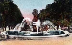 París: vista de la fuente de las cuatro partes del mundo (cuatro partes del mundo), o fuente del observatorio o la fuente de Carpeaux en la Place Camille Jullian, Jardín de Luxemburgo, construida entre 1867 y 1874 por el arquitecto Gabriel Davioud (1824-18 de Jean Baptiste Carpeaux