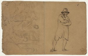 Dos bocetos: Hombre de pie con los brazos cruzados y Grupo de figuras de Jean Baptiste Carpeaux