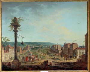 La plaza de Greve en Nancy. Pintura de Jean Baptiste Claudot (1733-1805) de Jean Baptiste Claudot