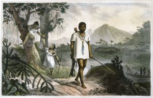 Indios amazónicos persiguiendo