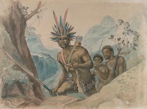 Jefe de los Bororenos preparándose para un ataque (acuarela sobre papel) de Jean Baptiste Debret