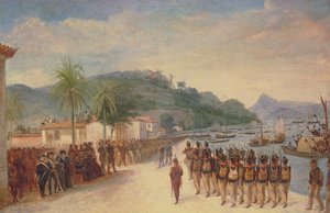 Embarcación en Praia Grande (óleo sobre lienzo) de Jean Baptiste Debret