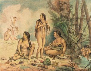 Población indígena de Cantagalo, c.1826 (acuarela sobre papel) (ver también 177054)