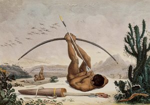 Arqueros nativos, Ilustración de los Viajes al Interior de Brasil, 1834 de Jean Baptiste Debret