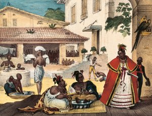 Mujeres Guaraní, Interior de una Casa Gitana, Brasil de Jean Baptiste Debret