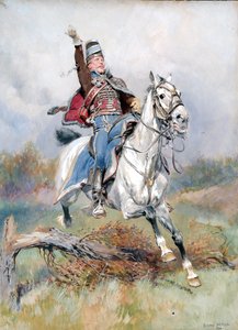 Un caballero de caballería francés a caballo, 1900 de Jean Baptiste Edouard Detaille