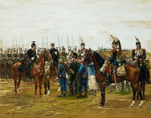 Coraceros franceses sosteniendo soldados bávaros cautivos, 1875 de Jean Baptiste Edouard Detaille