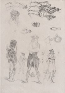 Hoja de bocetos de Jean Baptiste Edouard Detaille