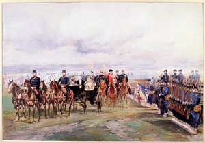 El zar Nicolás revisa las tropas con Félix Faure en Chalon-sur-Marne durante su visita a Francia, 9 de octubre de Jean Baptiste Edouard Detaille