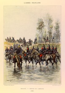 Tipos y Uniformes del Ejército Francés del Capitán Jules Richard, ilustrado por Edouard Detaille (1848-1912): Dragones; Servicio de Campo en 1885, Colección Privada de Jean Baptiste Edouard Detaille