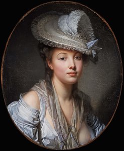 Francés: Le Chapeau blanc El sombrero blanco de Jean Baptiste Greuze