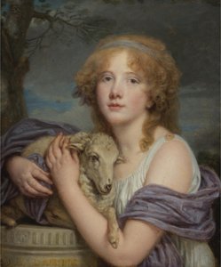 Niña con cordero de Jean Baptiste Greuze