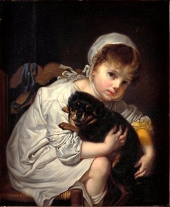La niña con el perrito de Jean Baptiste Greuze