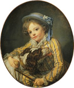 Niño con un perro de Jean Baptiste Greuze