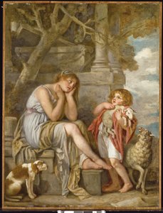 El querido cordero, 1780s de Jean Baptiste Greuze