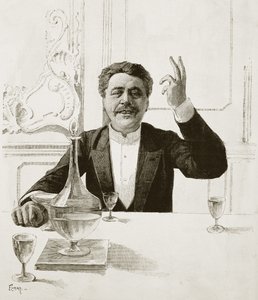 Retrato de Henry Becque (1837-1899), dramaturgo francés - tumba de Florian según Jean-Baptiste Guth (1883-1921) - Publicado en Revue illustree, hacia 1890 de Jean Baptiste Guth