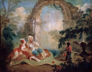 Pasha turco y odalisca, finales del siglo XVIII o principios del XIX de Jean Baptiste Hilair