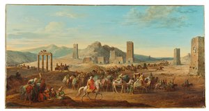 Dos Caravanas en la Entrada al Valle que Conduce a Palmira de Jean Baptiste Hilair