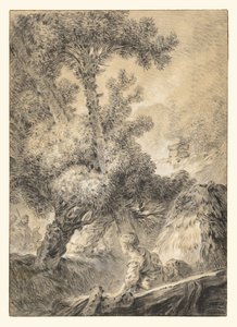 Pastor y pastora en un paisaje bucólico de Jean Baptiste Huet