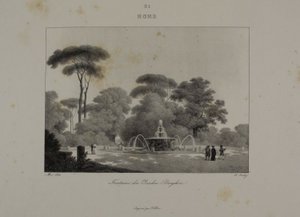 Fuente en el Jardín de la Villa Borghese, Roma de Jean Baptiste Isabey
