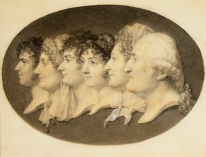 Retrato de perfil de Agustín y su familia de Jean Baptiste Jacques Augustin