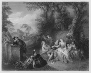 Una Fiesta Campestre, del cuadro en la Colección Real de Jean Baptiste Joseph (after) Pater