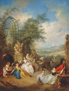 Una fiesta campestre durante la cosecha de uvas de Jean Baptiste Joseph Pater