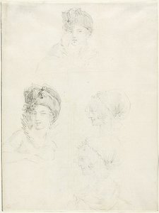 Cuatro bocetos de dos mujeres de Jean Baptiste Joseph Wicar